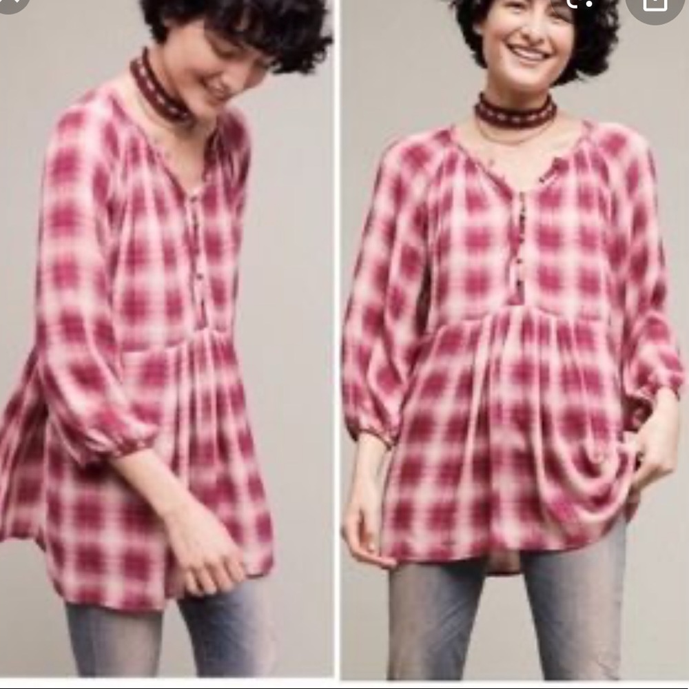 Anthropologie Maeve plaid blouse
